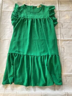 Women’s Ruffled Midi dress in Emerald Green